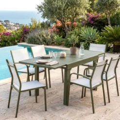 Tavolo da giardino allungabile in alluminio 8 posti (90/180 x 90 cm) Murano Verde oliva