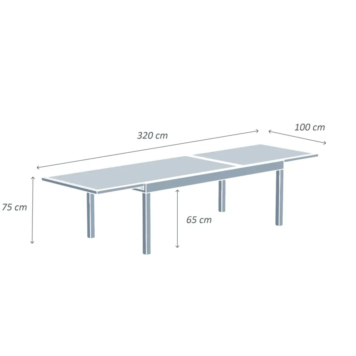 Tavolo da giardino allungabile in vetro 12 posti (200/320 x 100 cm) Murano Grigio antracite