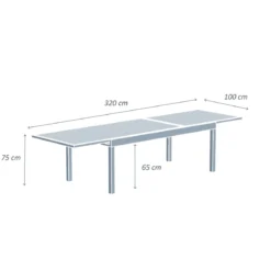 Tavolo da giardino allungabile in vetro 12 posti (200/320 x 100 cm) Murano Bianco