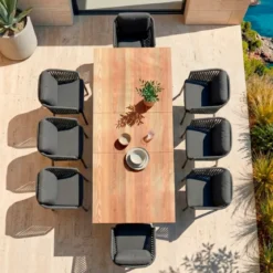 Tavolo da giardino allungabile alluminio 10 posti (260 x 96 cm) Amalfi Grigio antracite