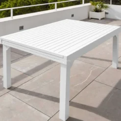 Tavolo da giardino allungabile alluminio 12 posti (200/320 x 100 cm) Murano Bianco