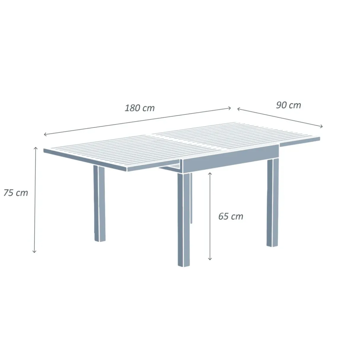 Tavolo da giardino allungabile in alluminio 8 posti (90/180 x 90 cm) Murano Blu petrolio