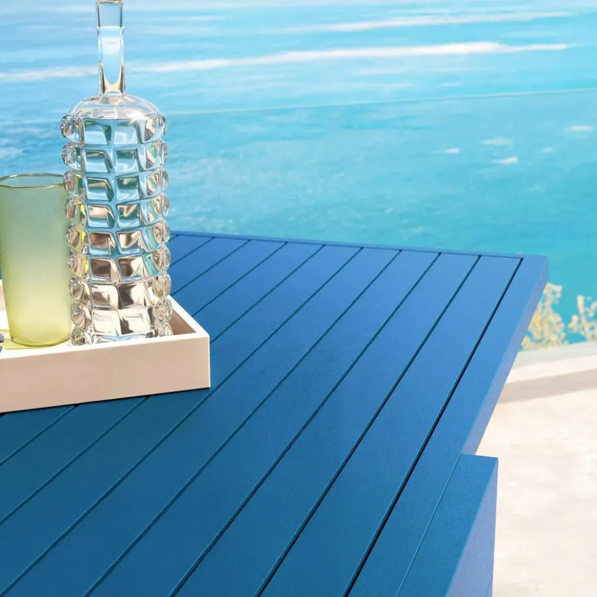 Tavolo da giardino allungabile in alluminio 8 posti (90/180 x 90 cm) Murano Blu petrolio