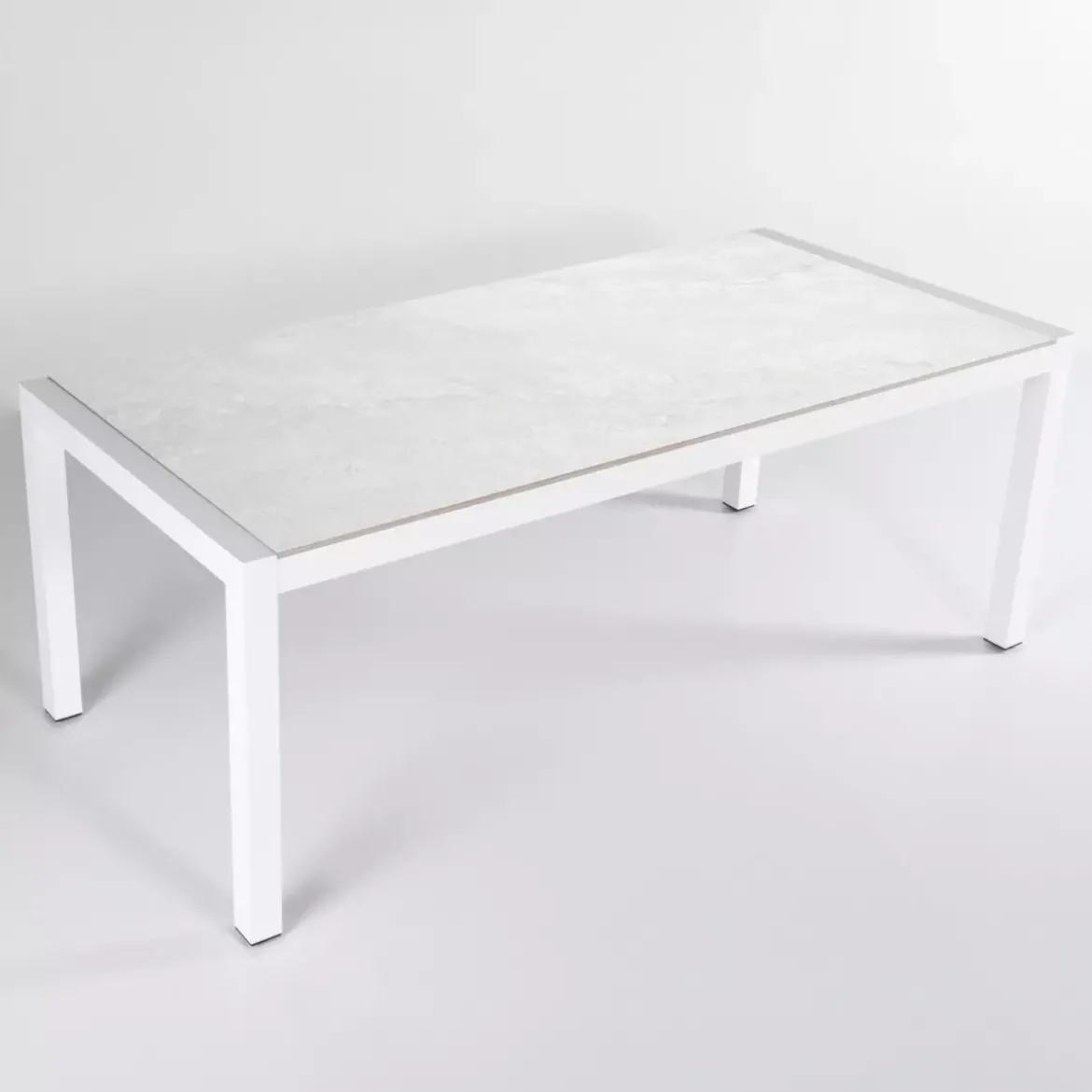 Tavolo da giardino 6 posti Alluminio/Ceramica Modena (150 x 75 cm) Bianco e grigio