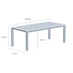 Tavolo da giardino 6 posti Alluminio/Ceramica Modena (150 x 75 cm) Bianco e grigio