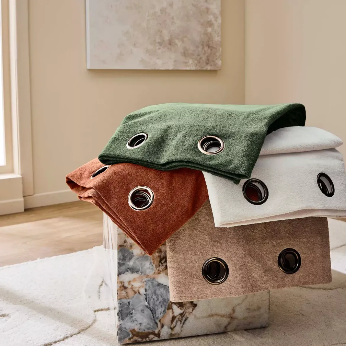 Tenda a occhielli (140 x 260 cm) Winona Terracotta