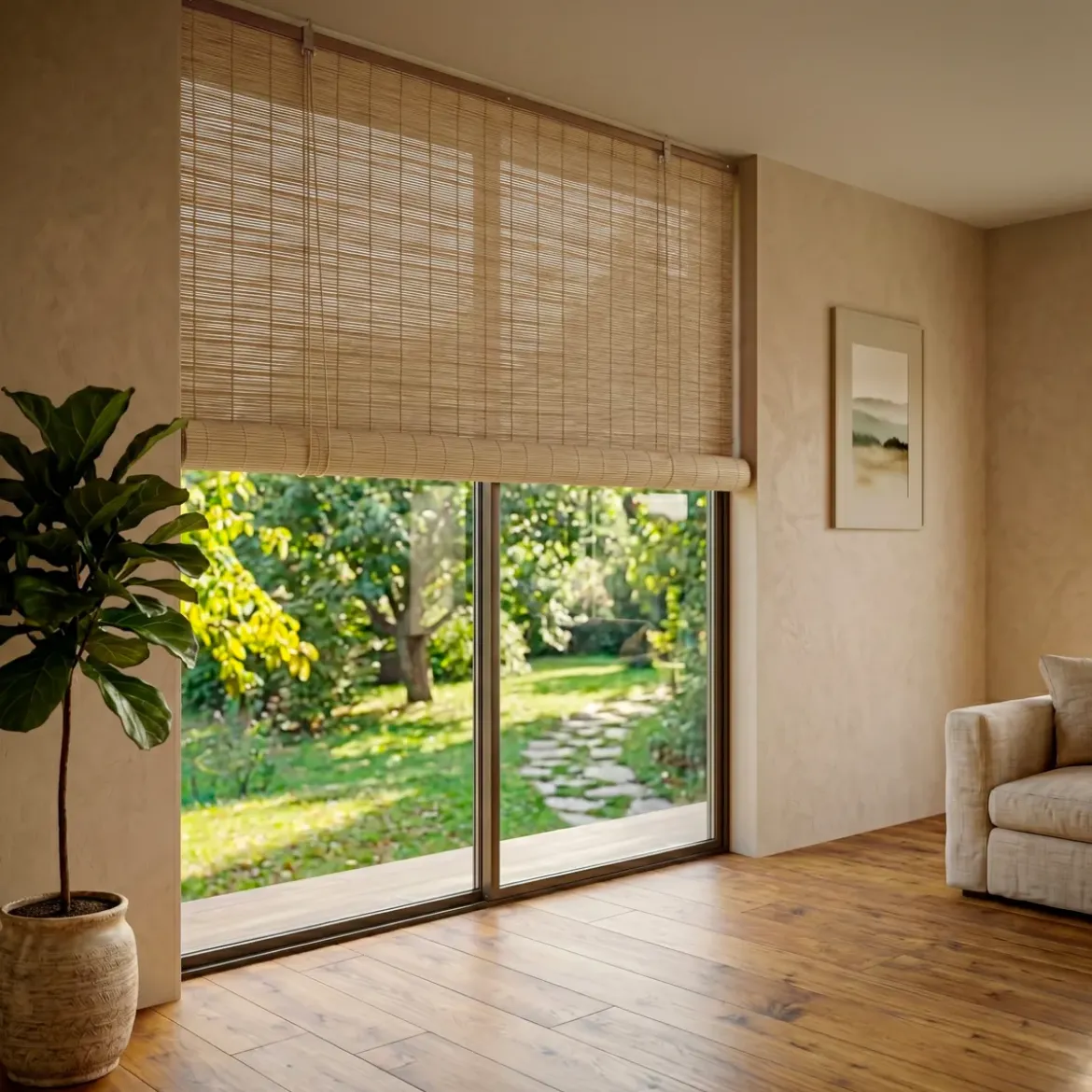 Tenda a rullo esterna effetto rattan (200 x 200 cm) Tanoa Beige