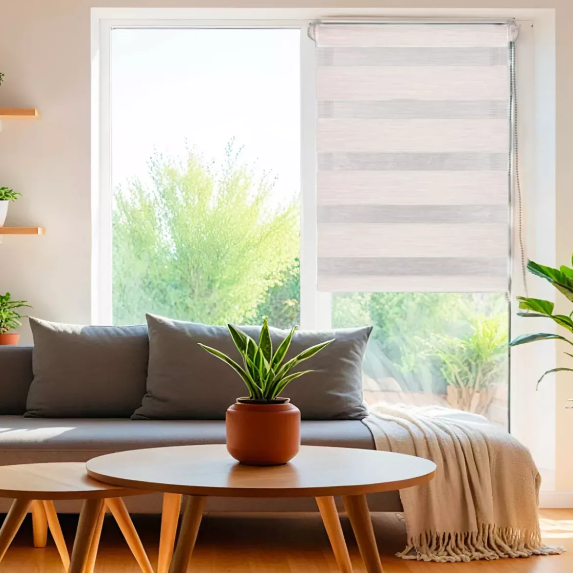 Tenda a rullo (90 x 250 cm) Giorno / Notte Beige puntinato