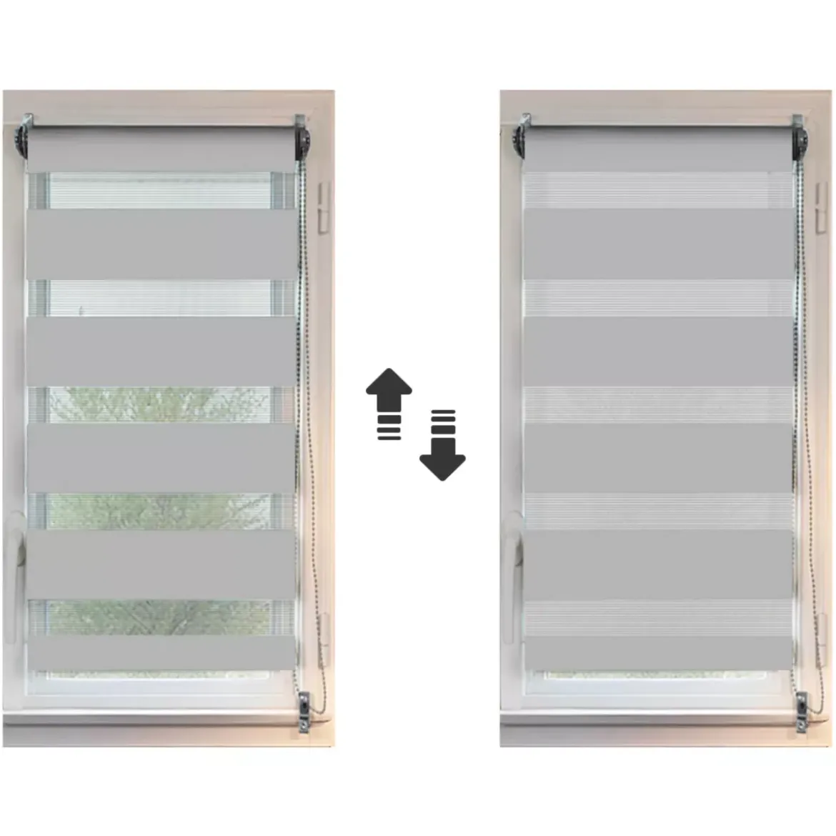 Tenda a rullo (45 X H180 cm) Giorno/Notte Grigio chiaro