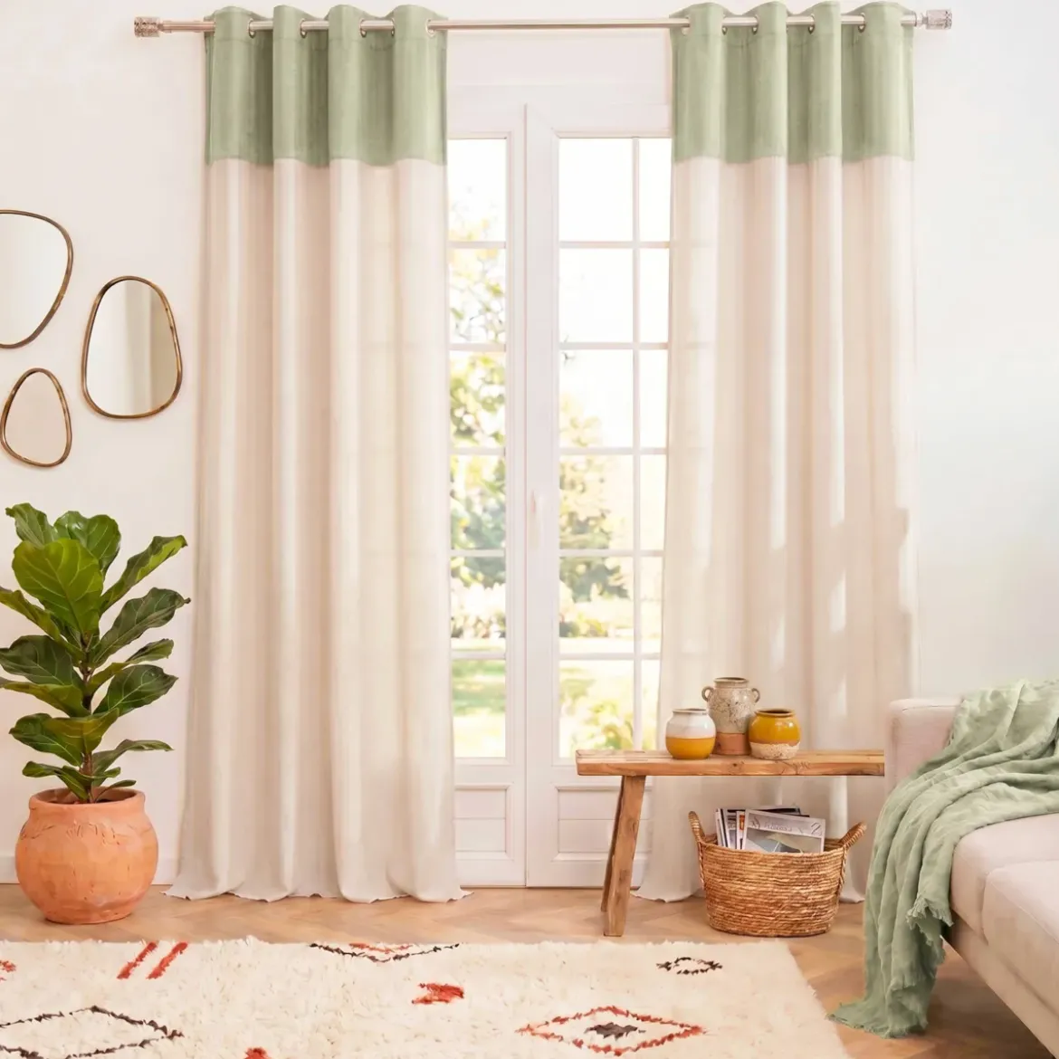Tenda bouclé (140 x 280 cm) Ava Verde rosmarino
