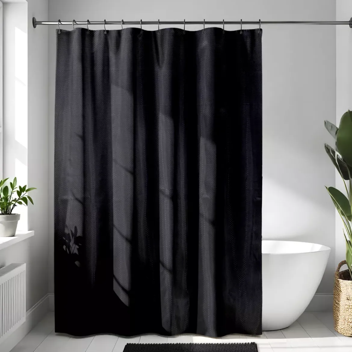 Tenda da doccia ad anelli (180 x 200 cm) Diamanti Nero