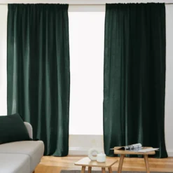 Tenda garza di cotone con passanti nascosti (140 x 240 cm) Gaïa Verde abete