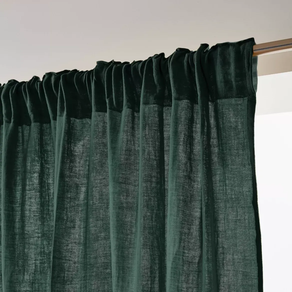Tenda garza di cotone con passanti nascosti (180 x 240 cm) Gaïa Verde abete