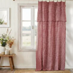 Tenda garza di cotone regolabile (140 x max 300 cm) Gaïa vichy Terracotta