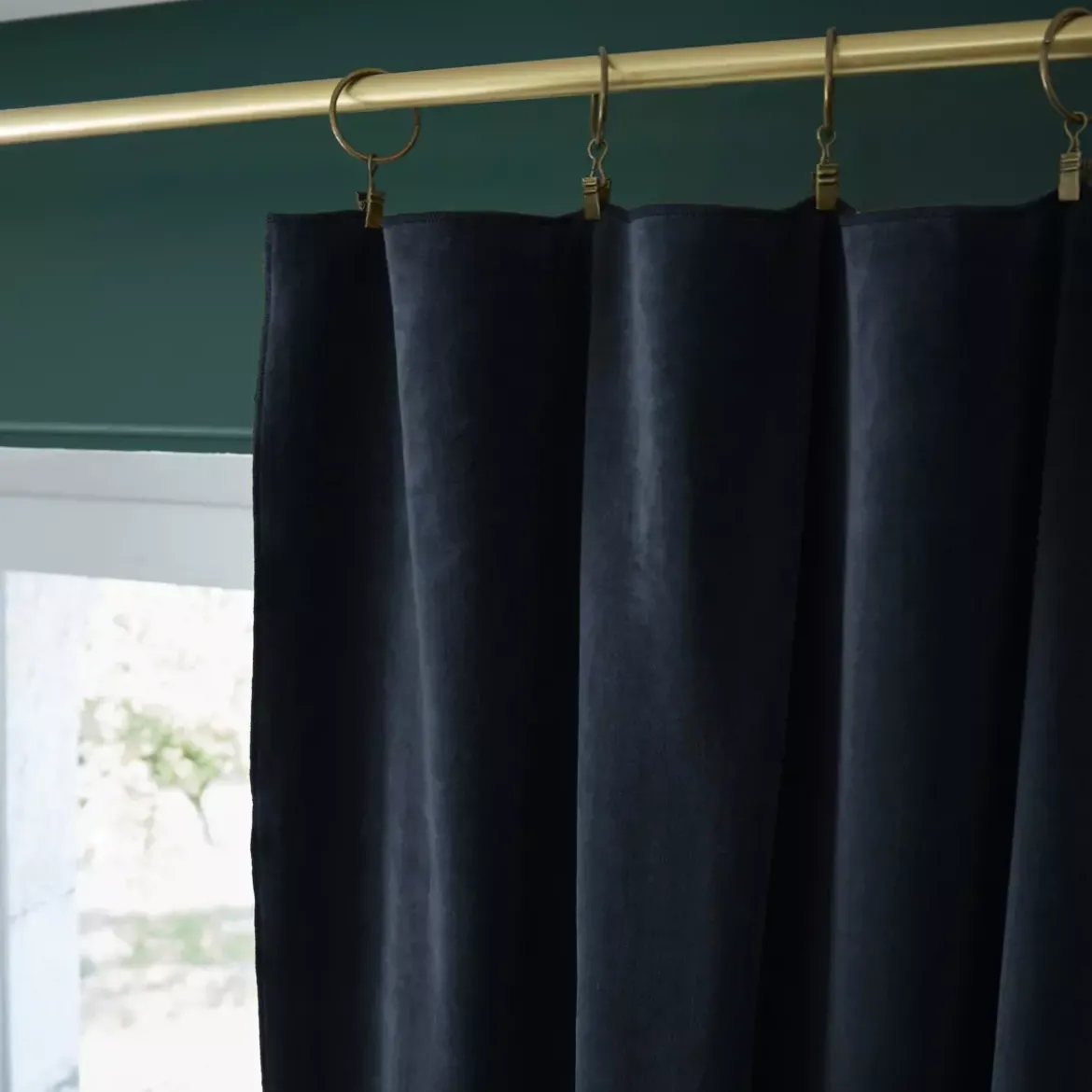 Tenda iin velluto di cotone regolabile (140 x max 270 cm) Victor Blu notte