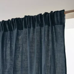 Tenda in garza di cotone a passanti nascosti (180 x 240 cm) Gaïa Blu notte