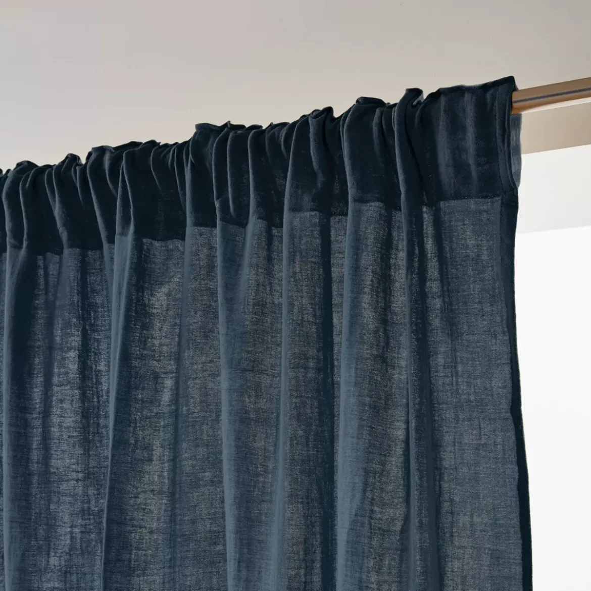 Tenda in garza di cotone a passanti nascosti (180 x 240 cm) Gaïa Blu notte