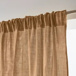 Tenda in garza di cotone a passanti nascosti (140 x 240 cm) Gaïa Camel