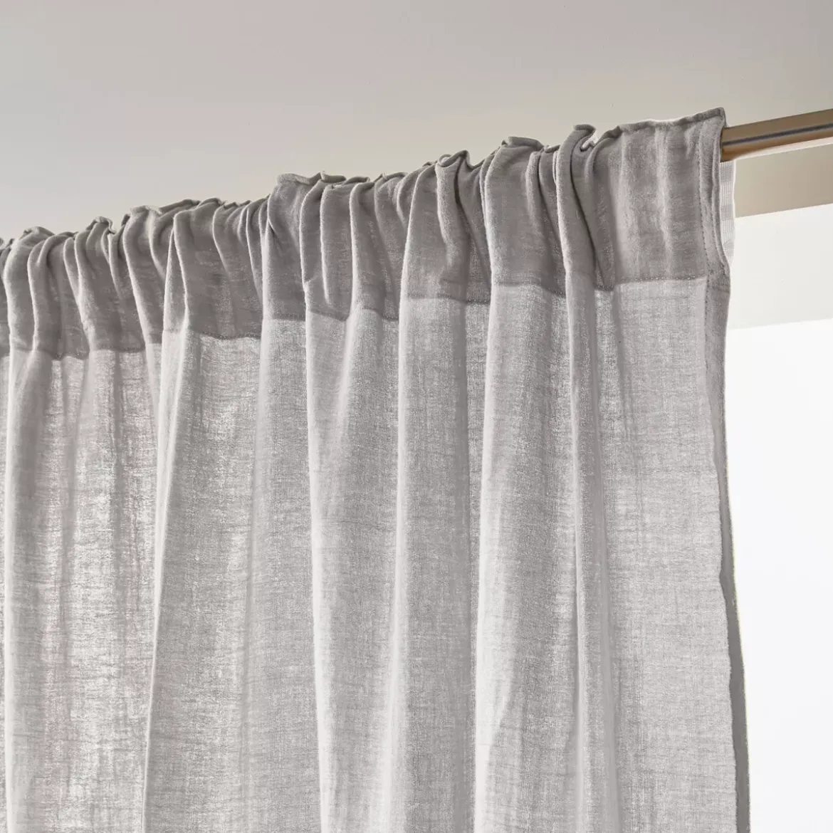 Tenda in garza di cotone a passanti nascosti (140 x 240 cm) Gaïa Grigio nuvola