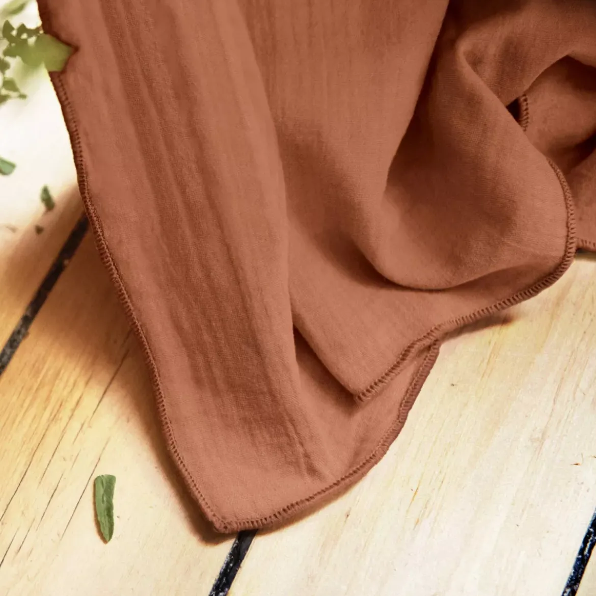 Tenda in garza di cotone a passanti nascosti (180 x 240 cm) Gaïa Terracotta