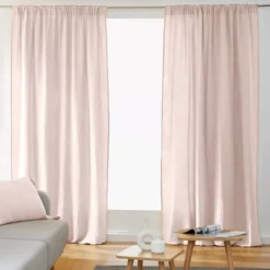 Tenda in garza di cotone a passanti nascosti (180 x 240 cm) Gaïa Rosa cipria