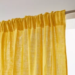 Tenda in garza di cotone a passanti nascosti (140 x 240 cm) Gaïa Giallo zafferano