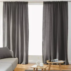 Tenda in garza di cotone a passanti nascosti (180 x 240 cm) Gaïa Grigio granito