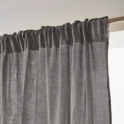 Tenda in garza di cotone a passanti nascosti (140 x 240 cm) Gaïa Grigio granito