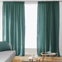 Tenda in garza di cotone a passanti nascosti (140 x 240 cm) Gaïa Blu anatra