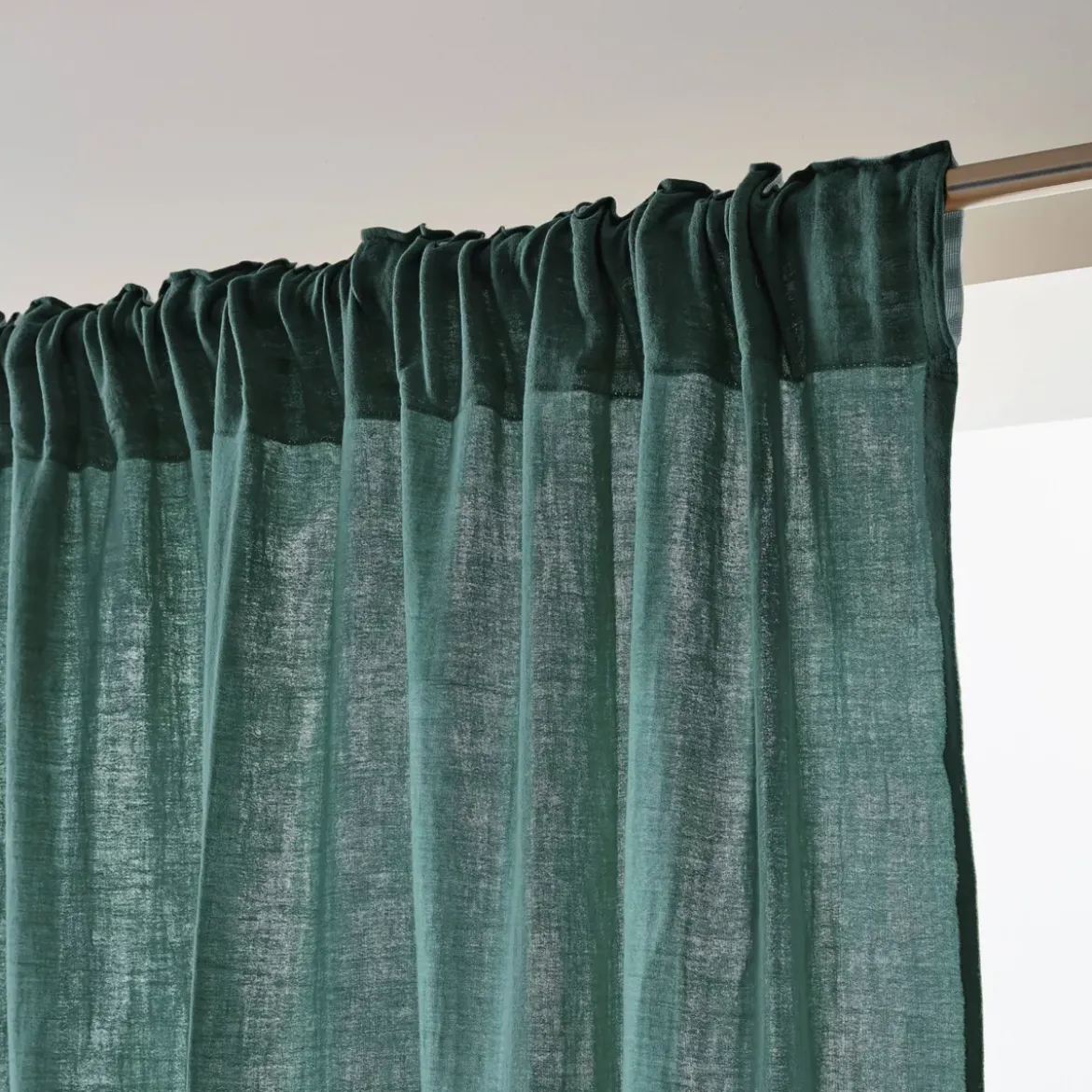 Tenda in garza di cotone a passanti nascosti (140 x 240 cm) Gaïa Blu anatra
