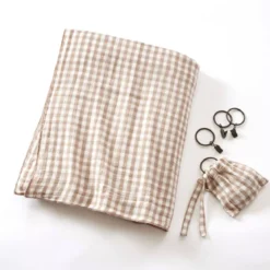 Tenda in garza di cotone regolabile (140 x max 180 cm) Gaïa vichy Corda