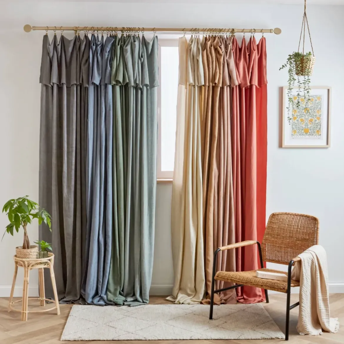 Tenda lyocell Tencel™ regolabile (140 x max 270 cm) Olivia Terracotta