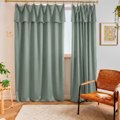 Tenda lyocell Tencel™ regolabile (140 x max 270 cm) Olivia Verde eucalipto