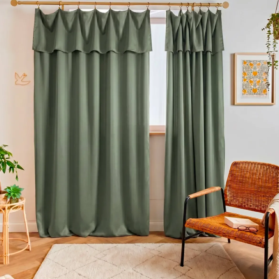 Tenda lyocell Tencel™ regolabile (140 x max 270 cm) Olivia Verde rosmarino