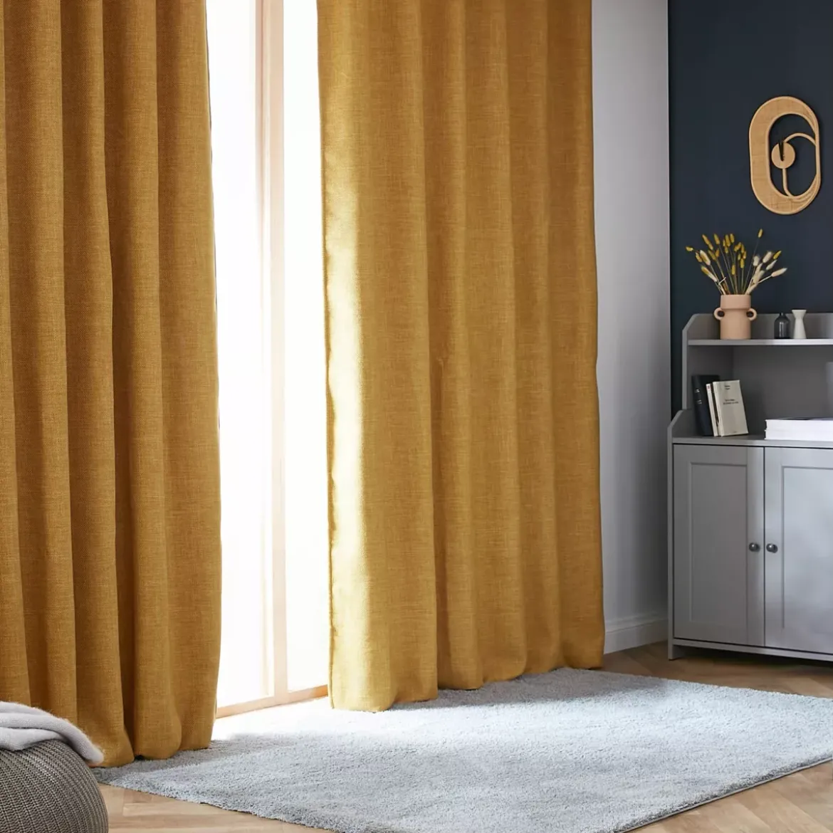 Tenda oscurante termica con passanti nascosti (180 x 260 cm) Alba Giallo senape