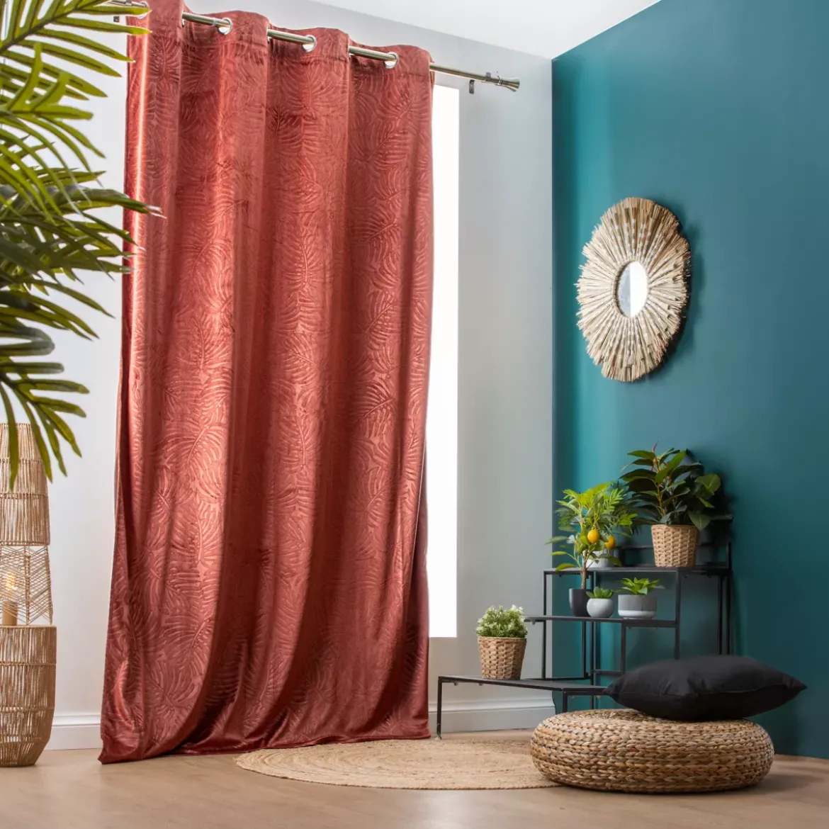 Tenda oscurante velluto (140 x 280 cm) Fern Terracotta