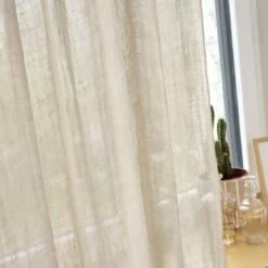 Tenda regolabile in lino lavato (140 x max 270 cm) Louise Beige