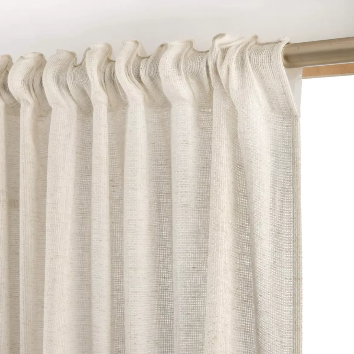 Tenda trasparente con nastri arricciati effetto lino (140 x 240 cm) Luca Beige