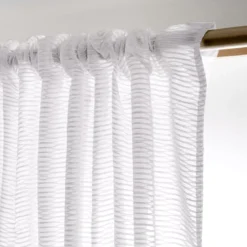 Tenda trasparente con nastri arricciati (140 x 240 cm) Maël Bianco