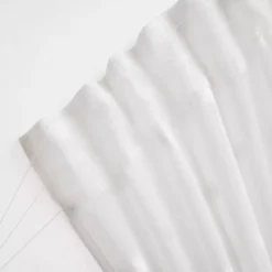 Tenda trasparente con nastri arricciati e pon pon (140 x 240 cm) Emie Bianco