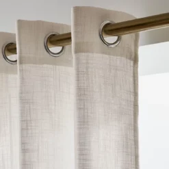 Tenda trasparente con occhielli effetto lino (140 x 280 cm) Robin Beige