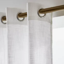 Tenda trasparente con occhielli effetto lino (180 x 240 cm) Robin Bianco