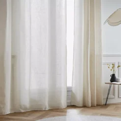 Tenda trasparente con occhielli effetto lino (180 x 240 cm) Luca Beige