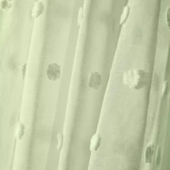 Tenda trasparente con occhielli pon pon (140 x 240 cm) Emie Verde acqua