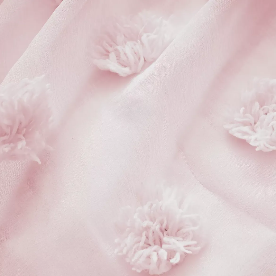Tenda trasparente con occhielli e pon pon (180 x 240 cm) Suzie Rose