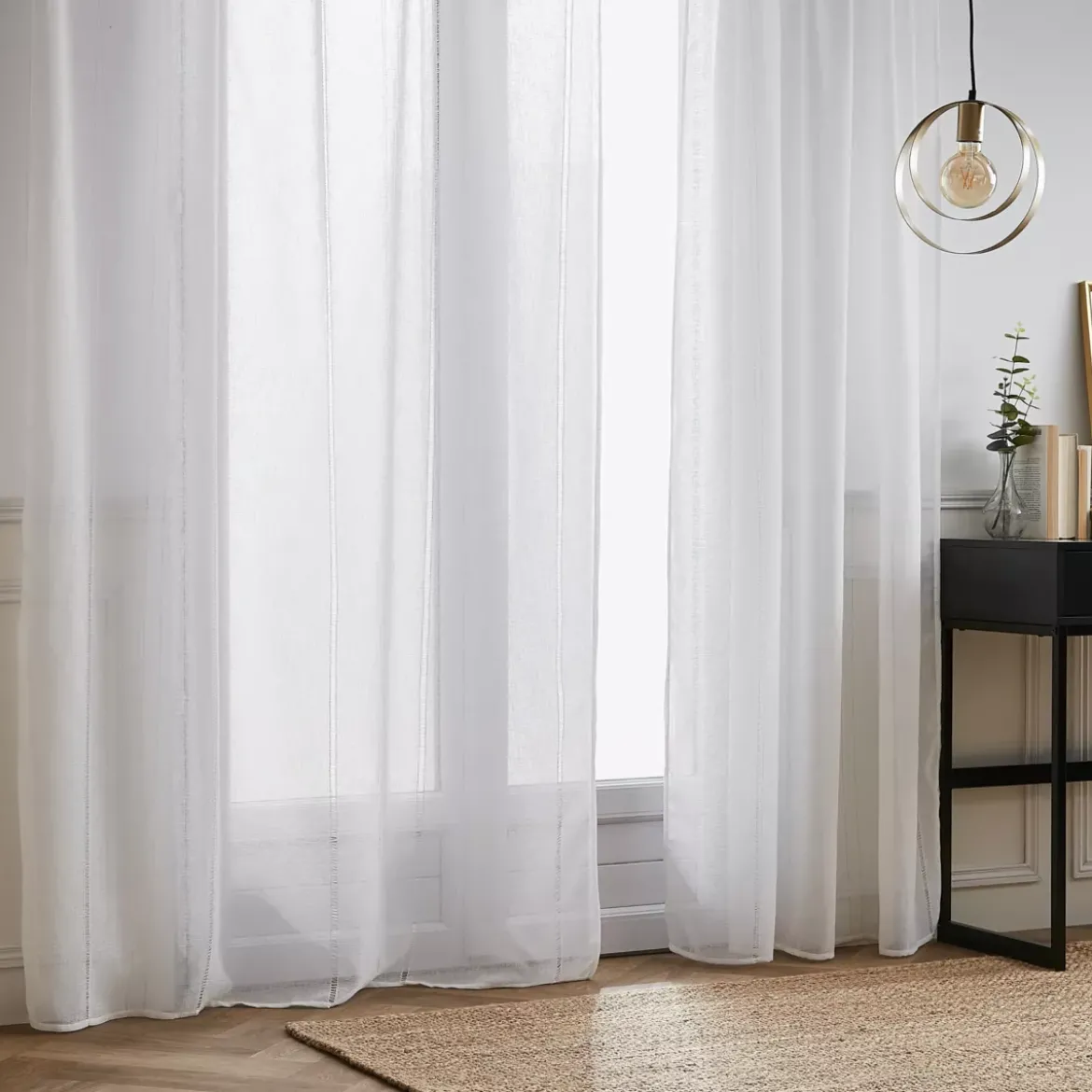 Tenda trasparente con occhielli (180 x 240 cm) Leontine Bianco