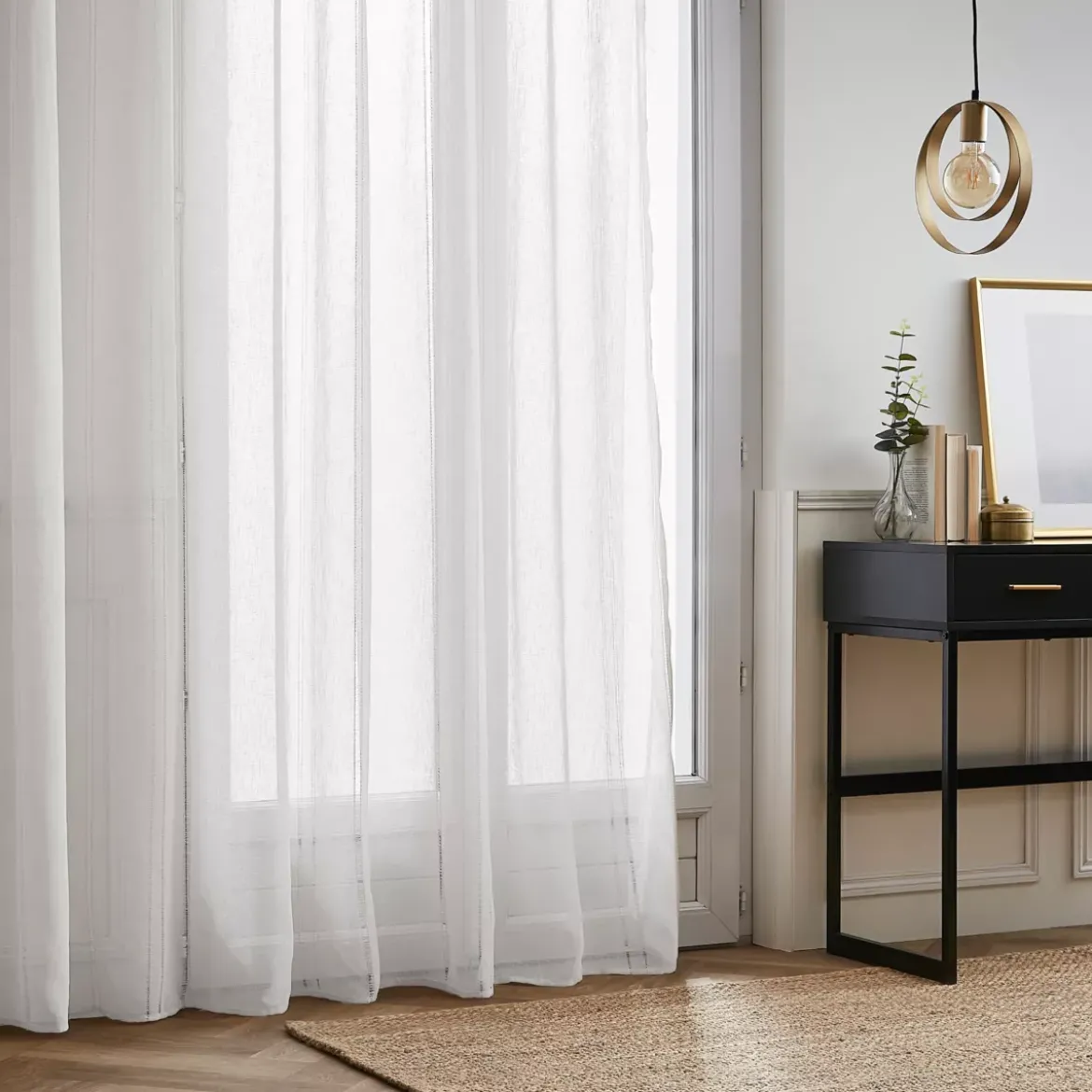 Tenda trasparente con passanti nascosti (280 x 240 cm) Léontine Bianco