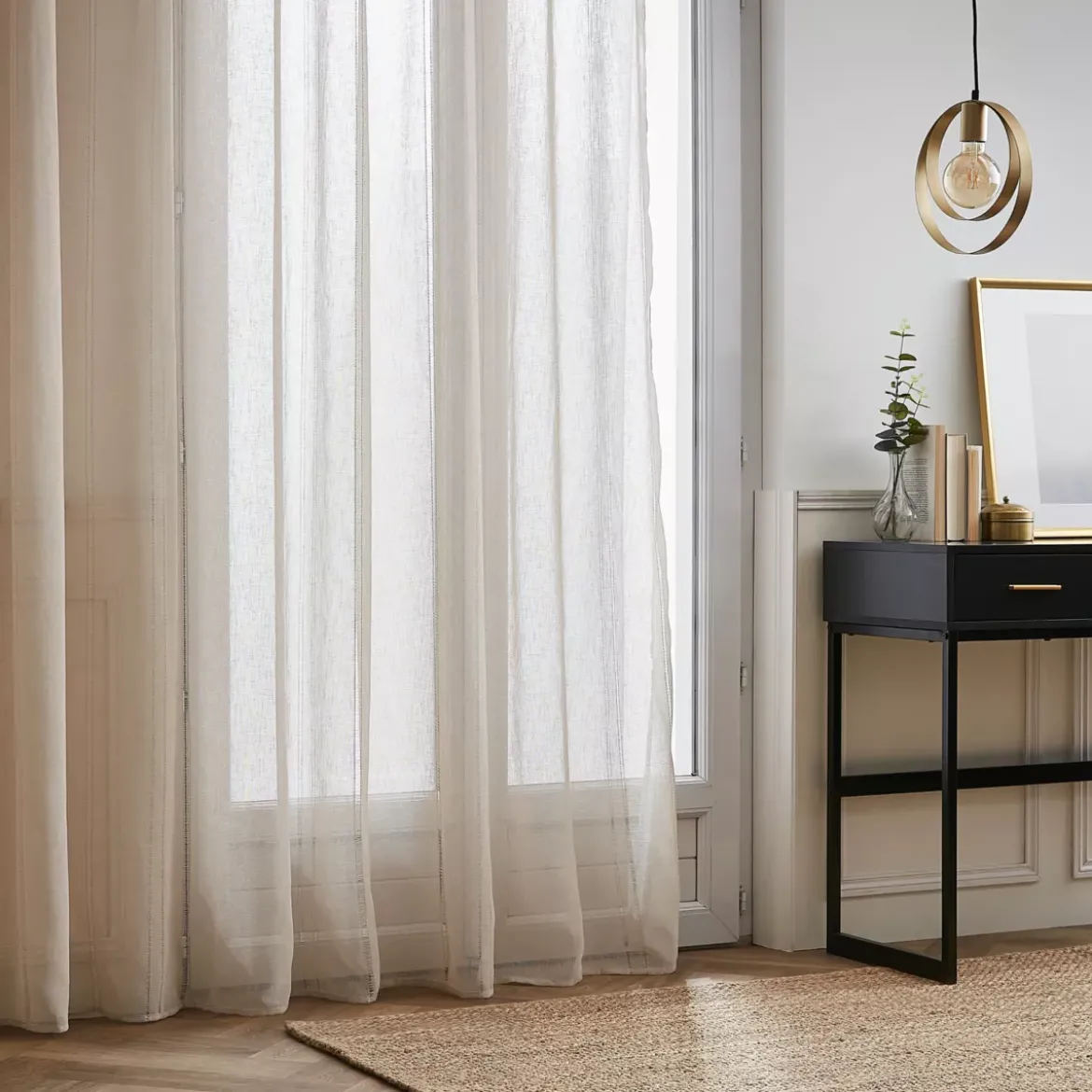 Tenda trasparente con passanti nascosti (280 x 240 cm) Leontina Beige