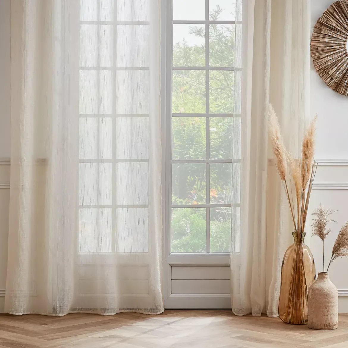 Tenda trasparente con passanti nascosti (140 x 240 cm) Raphaël Beige