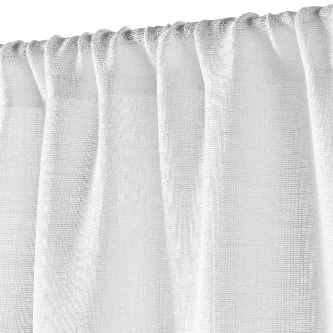 Tenda trasparente effetto lino tessuto passanti nascosti (90 x 200 cm) Haltona Bianco
